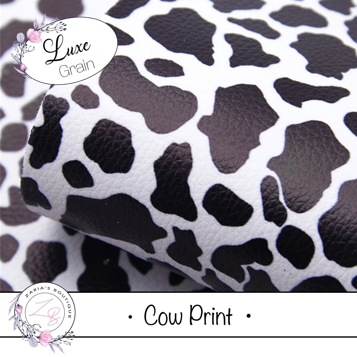 ⋅ Brown Cow Hide Print ⋅ Textured Leather ⋅ Flatback Resins ⋅