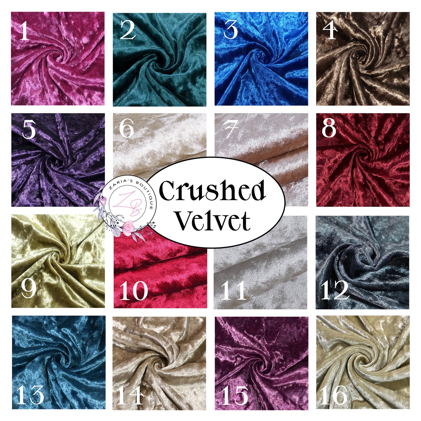 ⋅ Crushed Velvet ⋅ 16 Colours ⋅