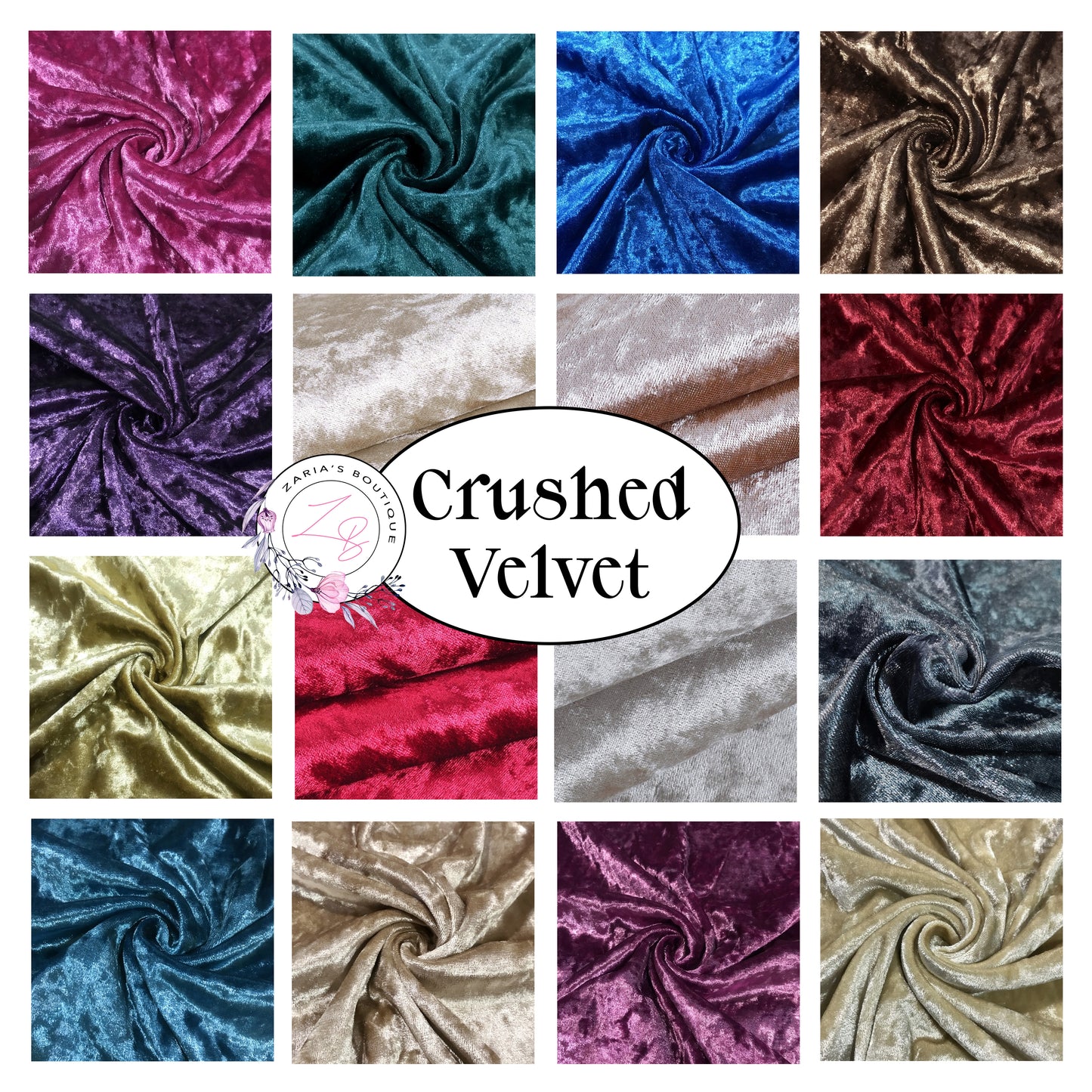 ⋅ Crushed Velvet ⋅ 16 Colours ⋅
