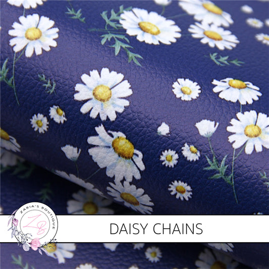 Daisy Chains ✻ Navy & White Floral Luxe Grain Faux Leather