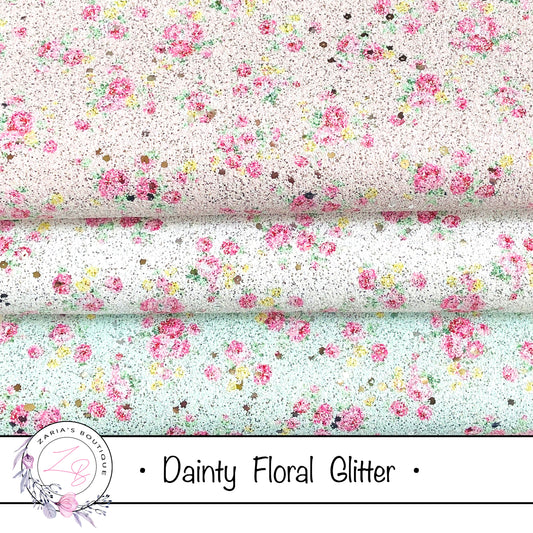 Dainty Floral Glitter ~  3 Colours ~ Pink ~ White ~ Green