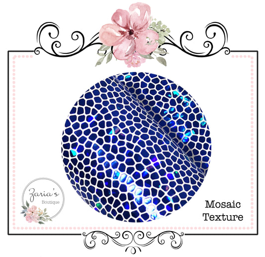 Mosaic Pattern Textured Faux Leather ~ Dark Blue ~ 0.54mm