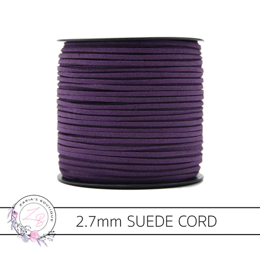 Faux Suede Cord ~ 2.7mm ~ Dark Purple ~ 5 Metres