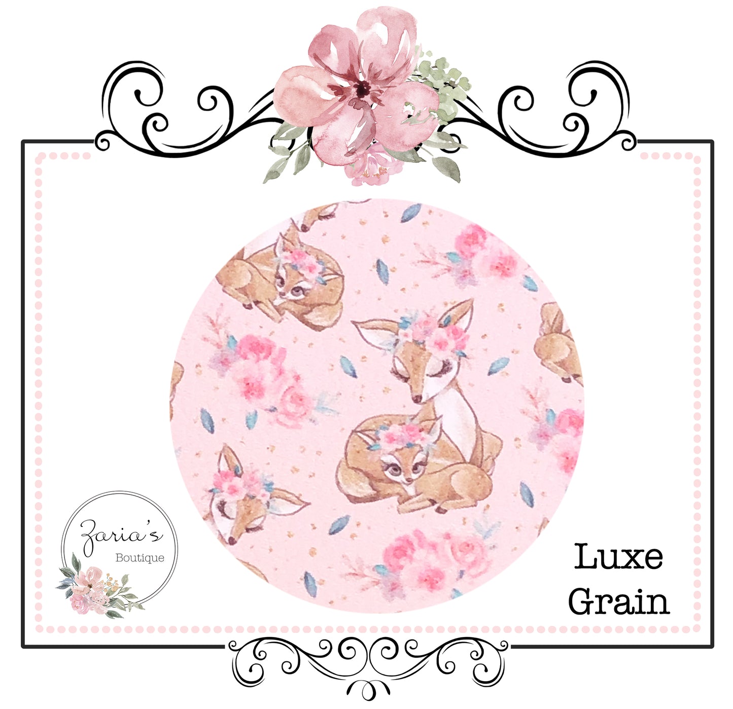 Pink Mummy & Me Sweet Deer Fawn ~ Custom Luxe Grain Faux Leather ~ 0.90mm