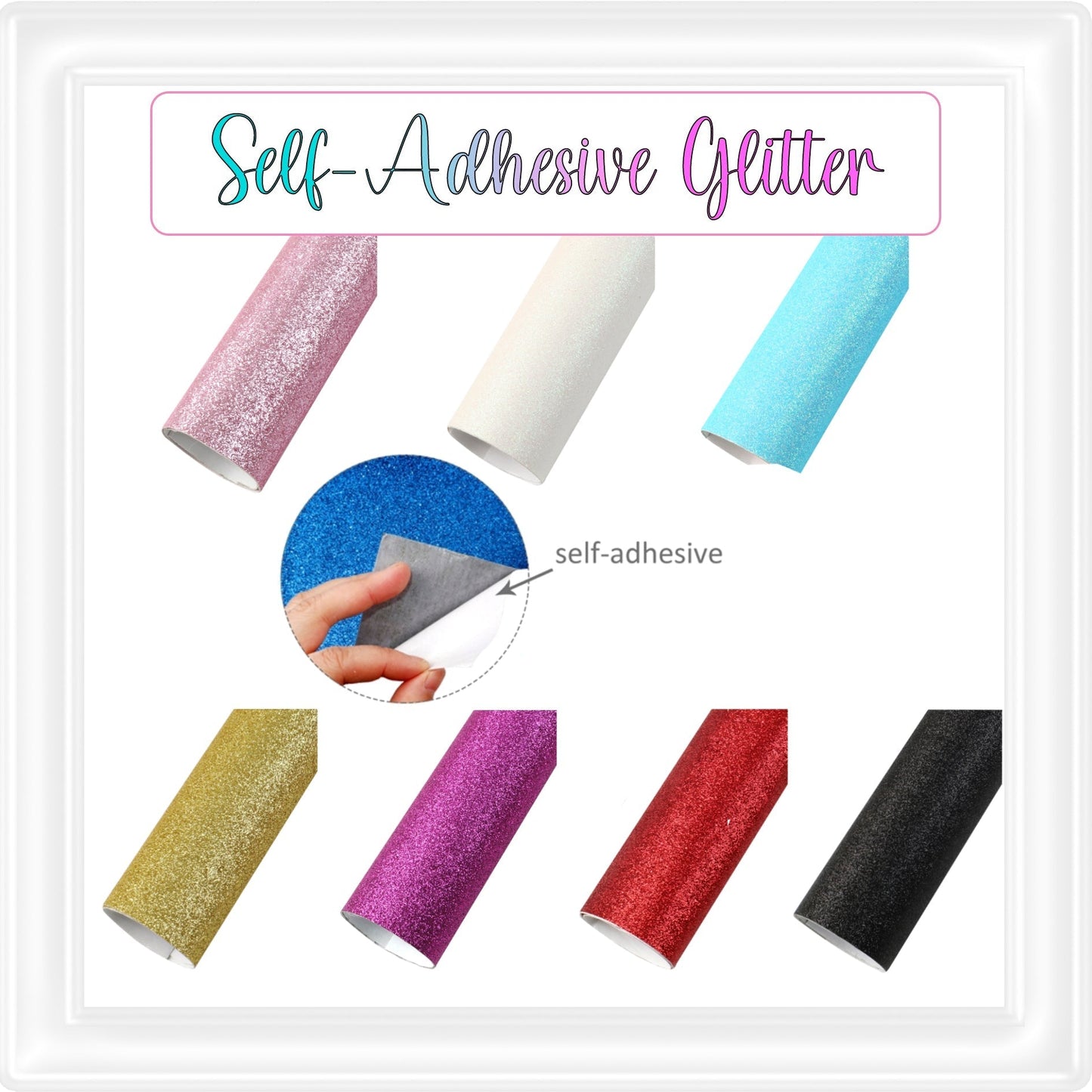 ⋅ Self-Adhesive Backed Fine Glitter ⋅ For Double-Sided Projects ⋅ WHITE ⋅