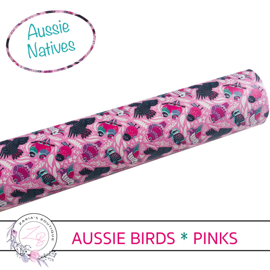 Aussie Birds ⋅ Pinks ⋅ Smooth Vegan Faux Leather