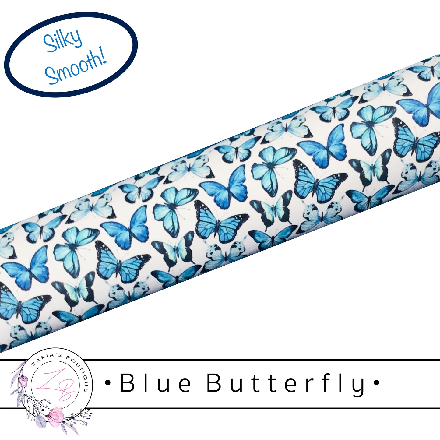 • Blue Butterfly • Smooth Vegan Faux Leather