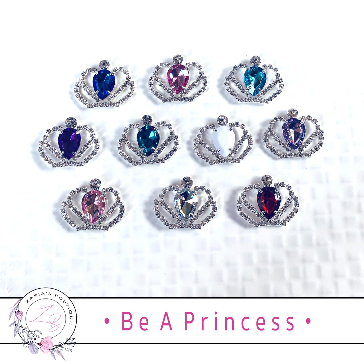 ⋅ Be A Princess ⋅ Crystal Tiara Crown Metal Flatback Embellishment