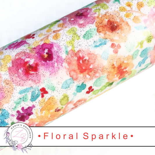 ⋅ Floral Sparkle ⋅ Smooth Glossy Glitter Vegan Faux Leather