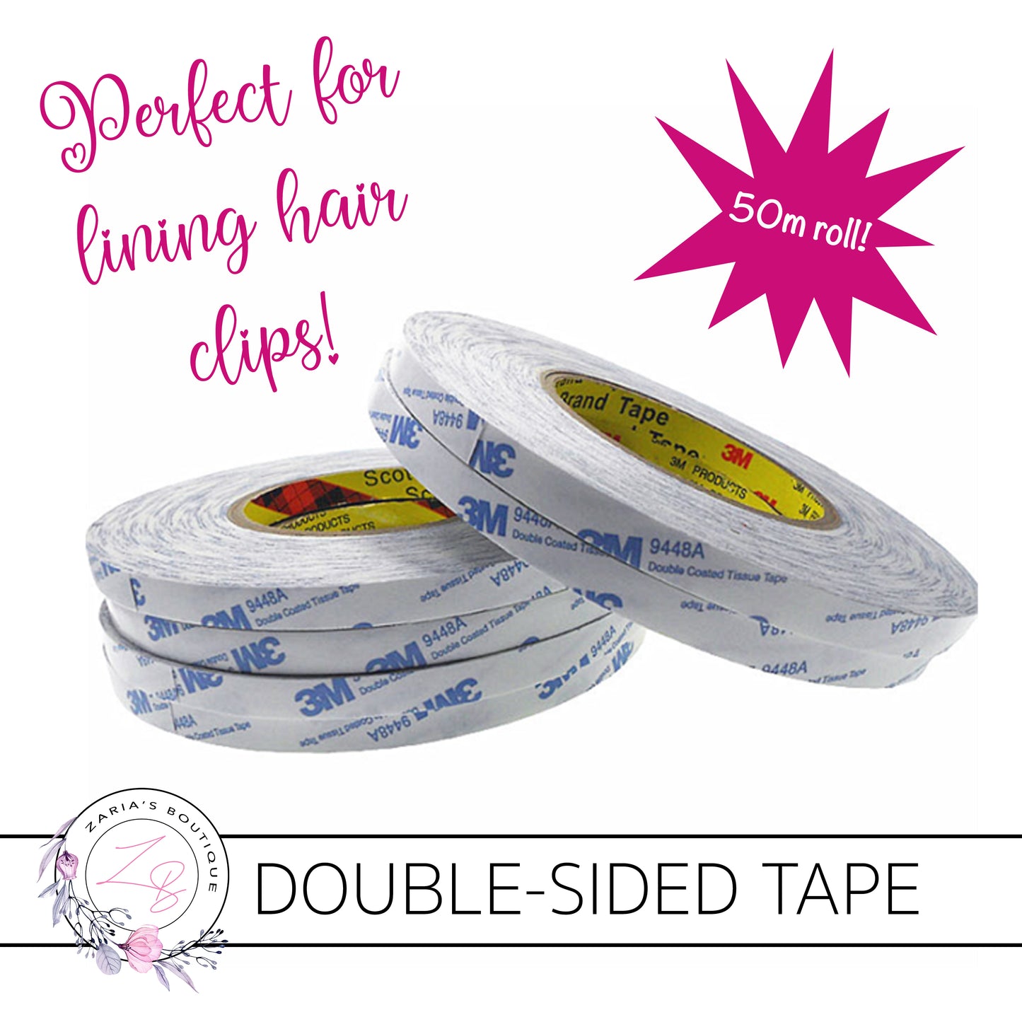 Double-Sided Tape ~ 50 Metres ~ Used to line Hair Clips