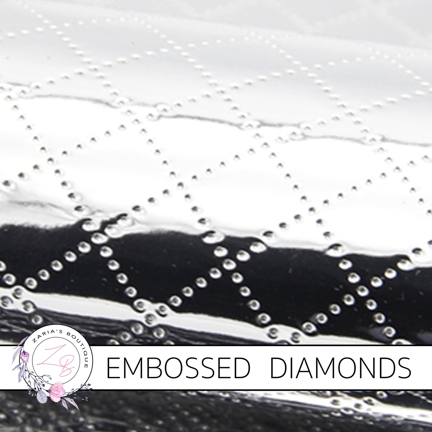 Embossed Diamond Faux Leather ~ Silver