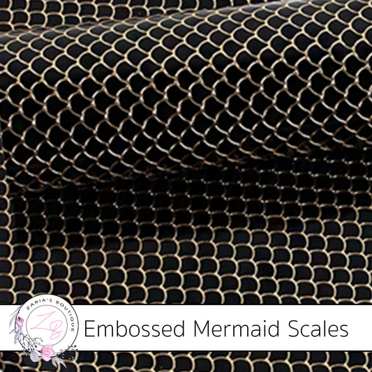 Mermaid Scales ~ Black/Gold Vegan Faux Leather