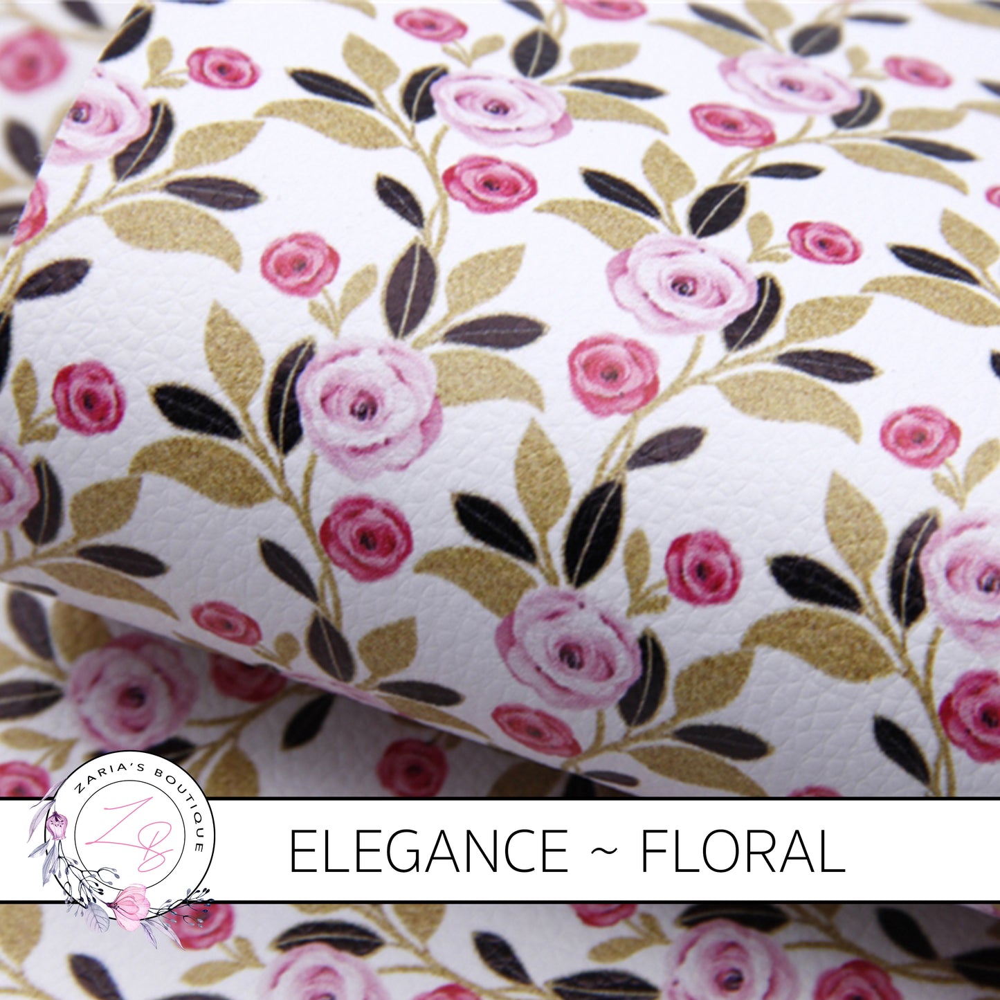 ⋅ Elegance ⋅Floral Luxe Grain Faux Leather