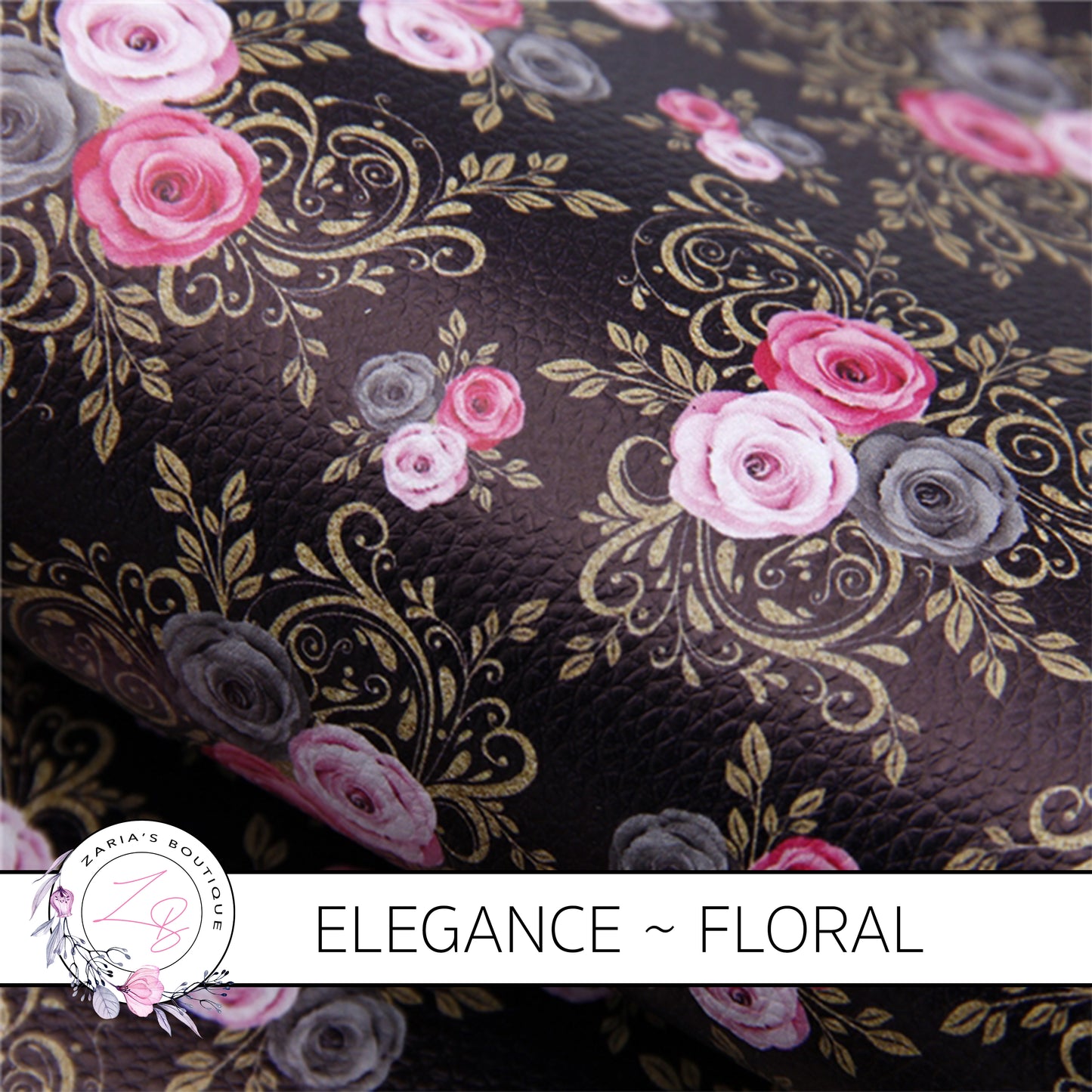 ⋅ Elegance ⋅ Floral Luxe Grain Faux Leather
