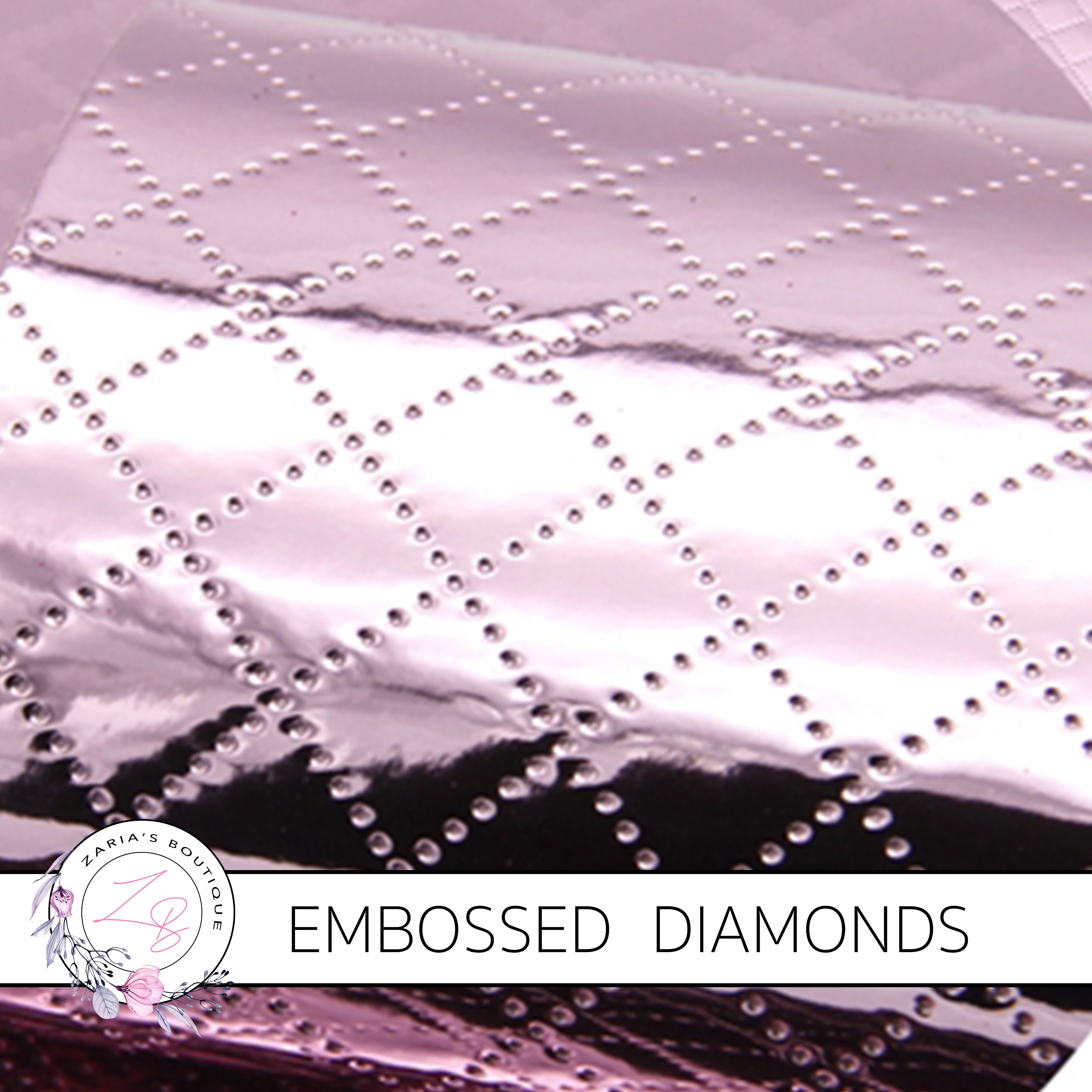 Diamond Pattern Embosed Embossed Diamonds ~ Pink ~ Faux Leather ~ 0.7mm – Zaria's Boutique
