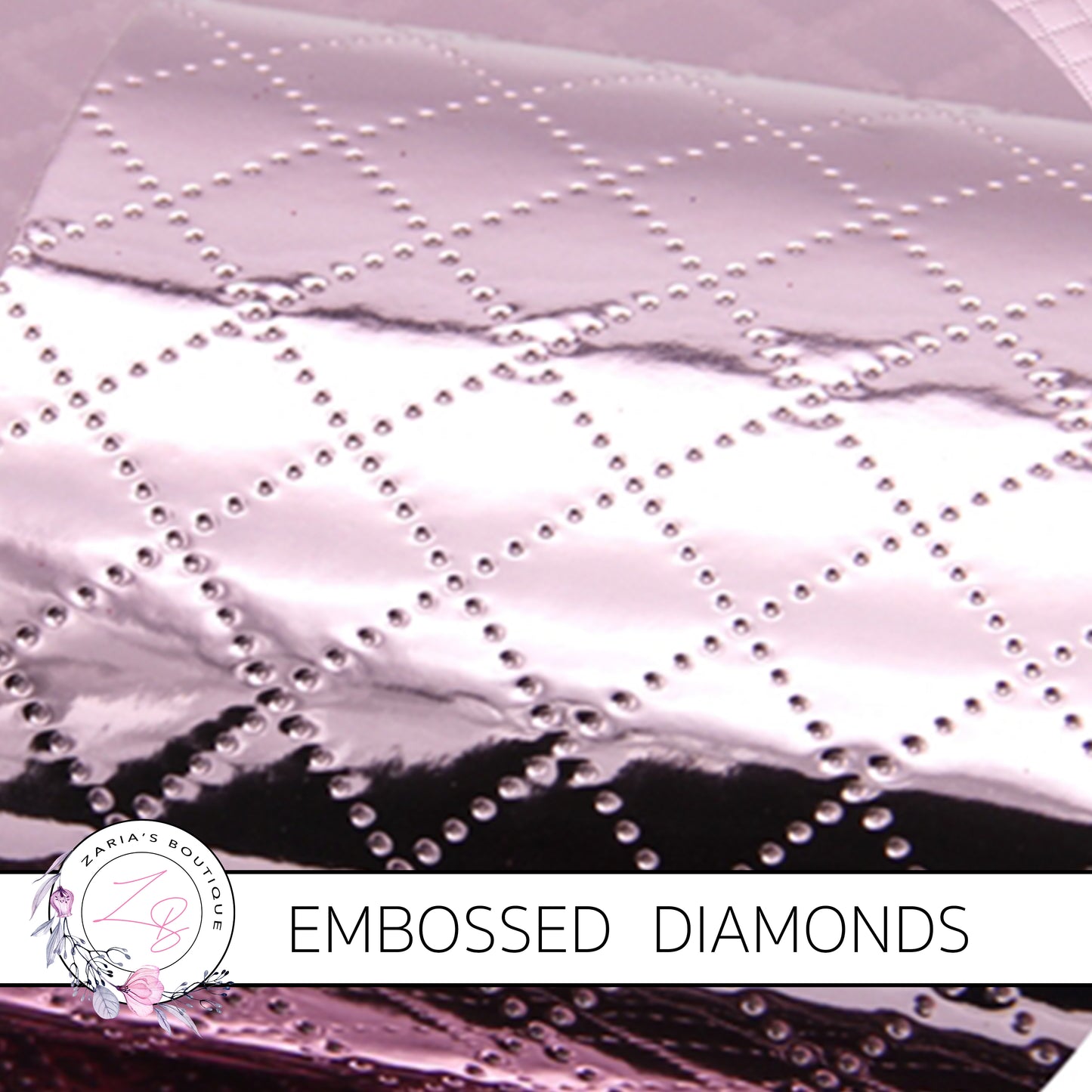 Embossed Diamonds ~ Pink ~ Faux Leather ~ 0.7mm