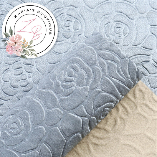 Embossed Silvery Blue Floral  ~ 0.90mm