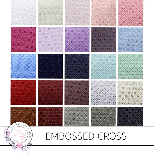 Embossed Cross • Textured Vegan Faux Leather • 25 Colours