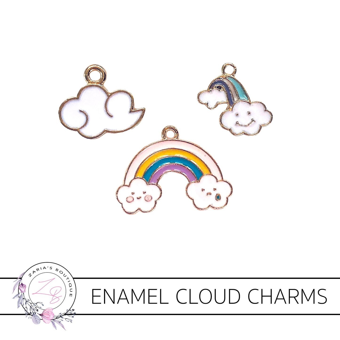 Cloud & Rainbow Charms  ~ Quality Enamel/Metal Embellishments ~ 3 designs