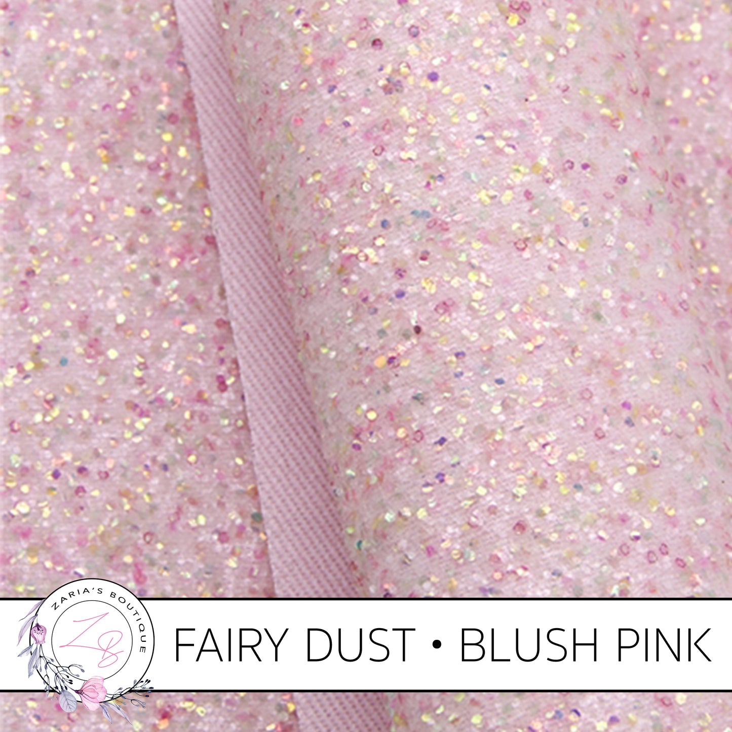 Fairy Dust • Blush Pink • Chunky Glitter Canvas Craft Fabric Sheets