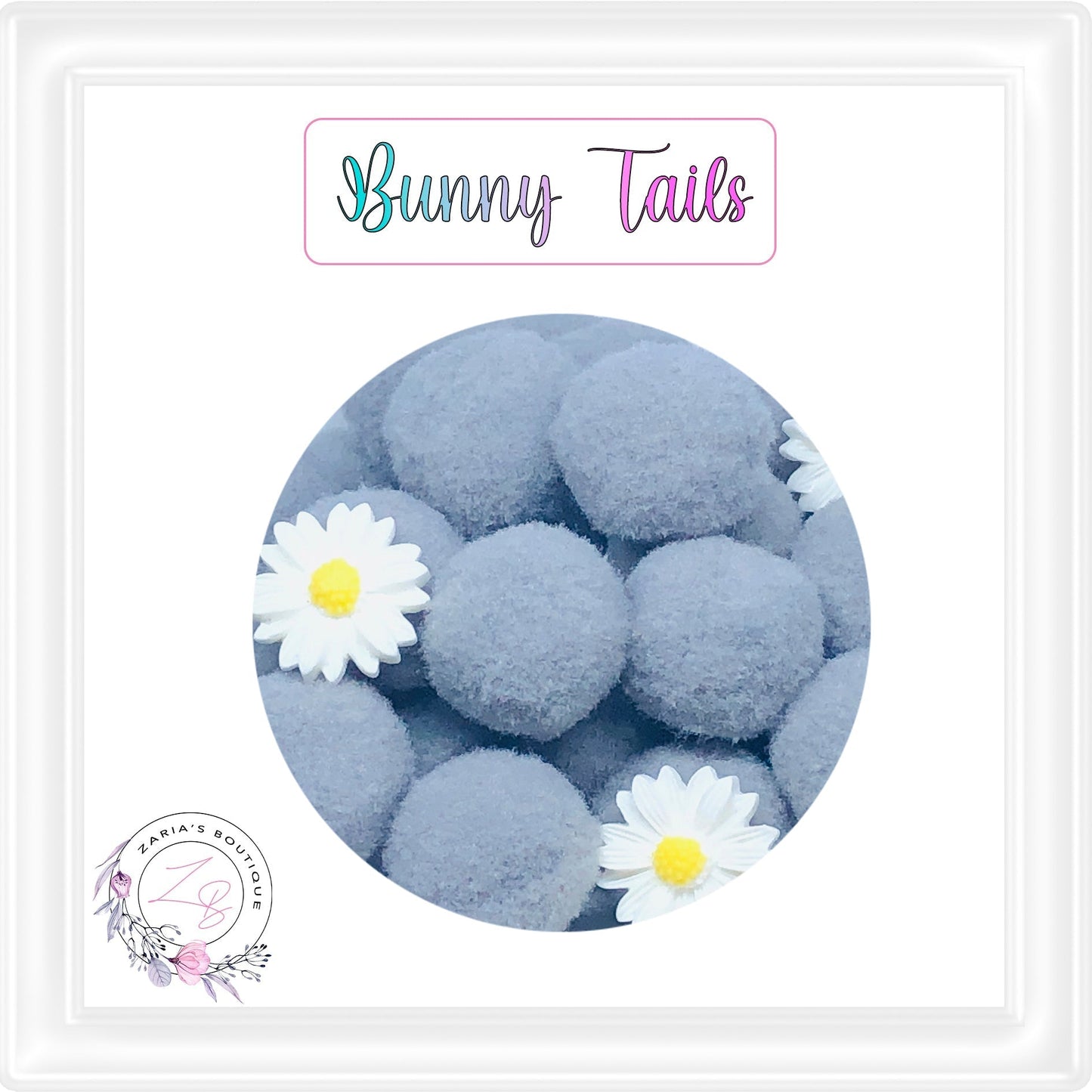 ⋅ Bunny Tails ⋅ 25mm Pom Poms ⋅ Grey ⋅ Easter Embellishment ⋅ 10 pieces ⋅