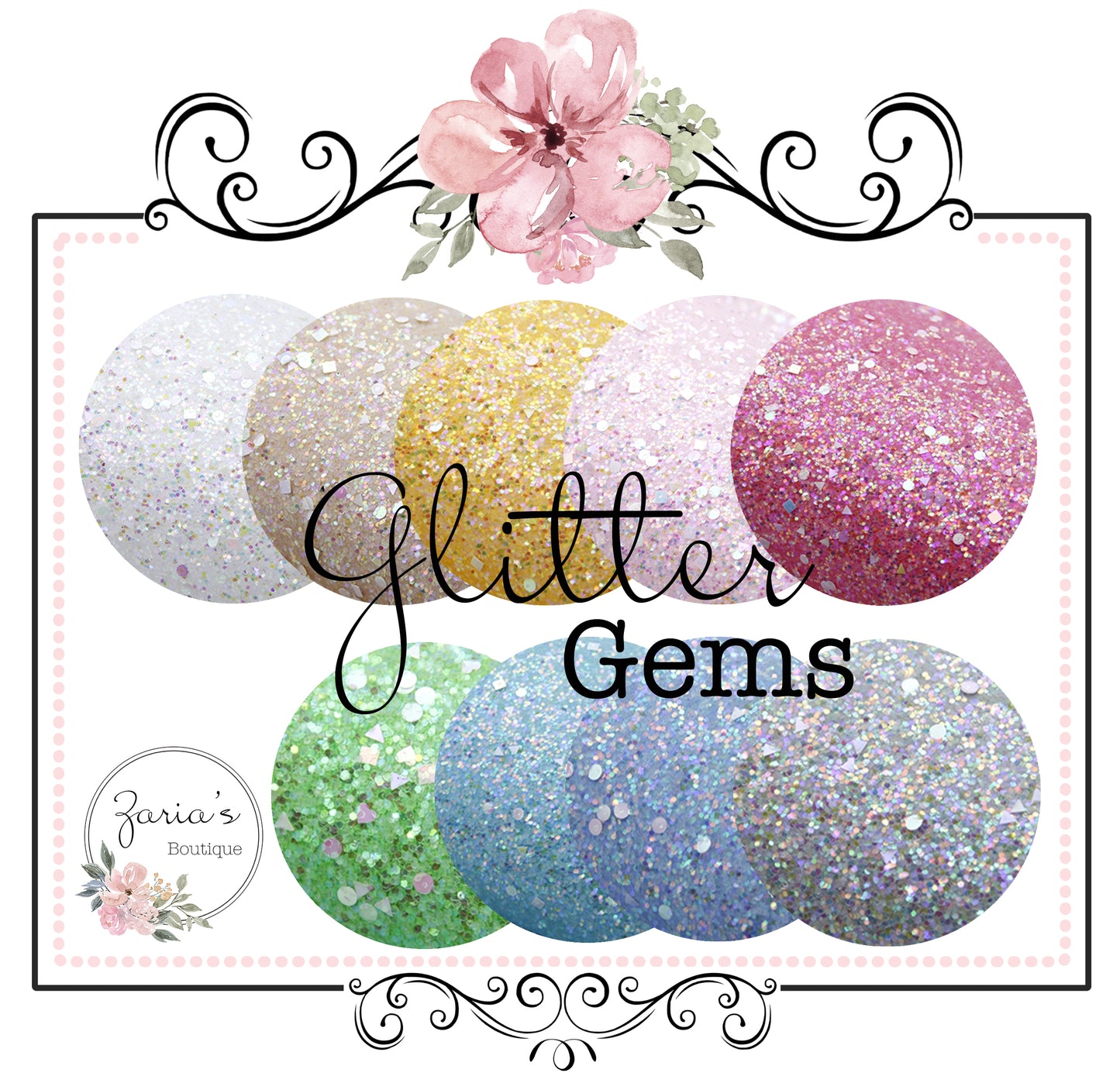 Glitter Gem Collection ~ 9 Colours ~ 1mm