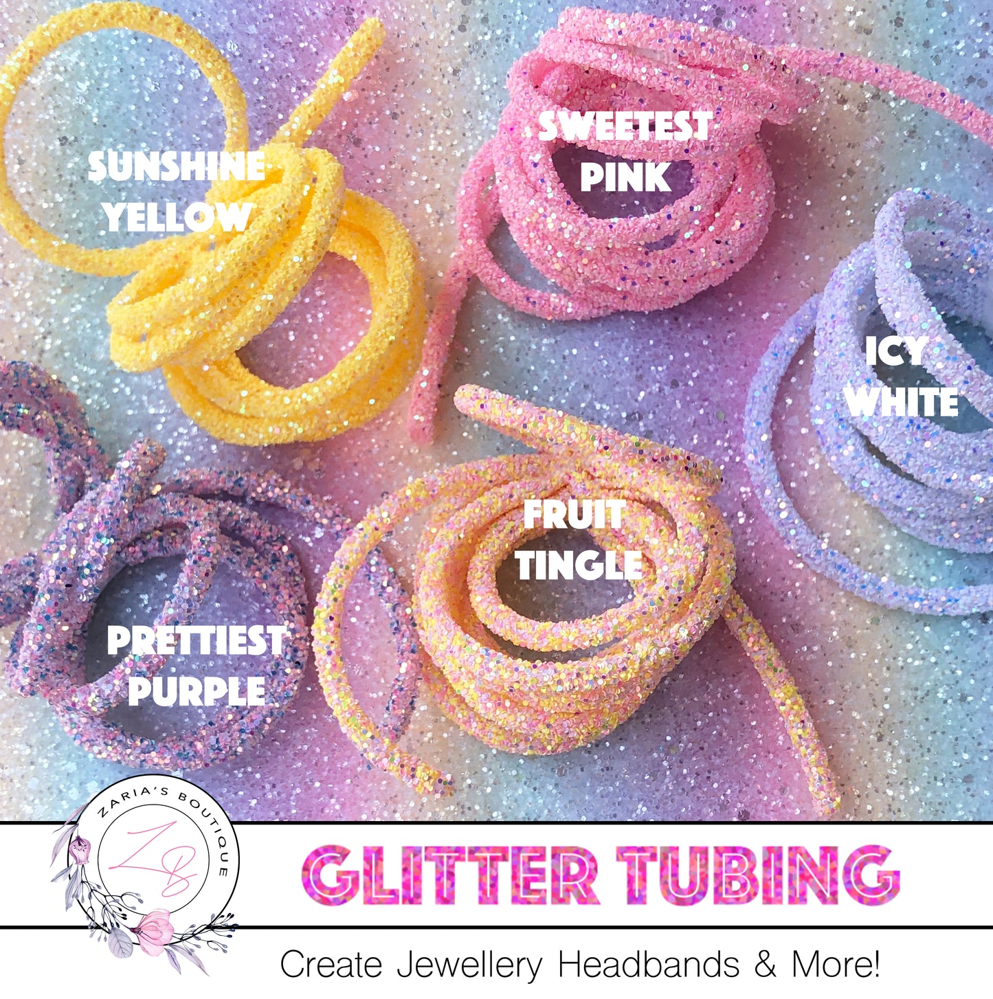 SALE Chunky Iridescent Glitter Tubing ~ Make Headbands & Jewellery ~ 5 Colours in Stock!