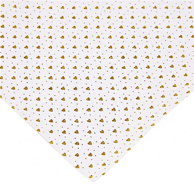 White Faux Leather GLITTER Hearts ~ Silver OR Gold
