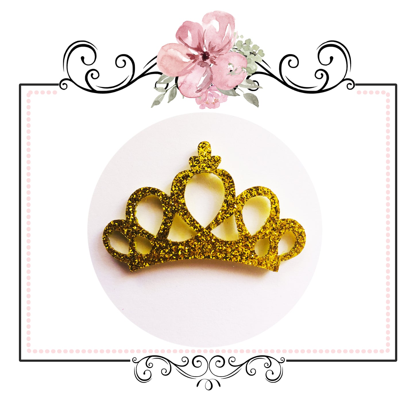 Princess Tiara Crown Glitter Embellishment ~ Gold x 5