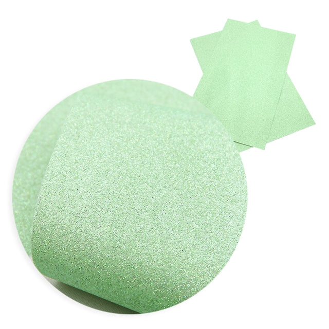 Apple ~ Green Fine Glitter Faux Leather Fabric Sheets