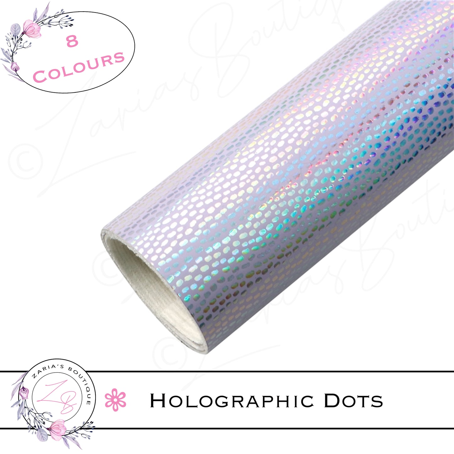 ⋅ Holographic Confetti Dots ⋅ Vegan Faux Leather ⋅ White ⋅