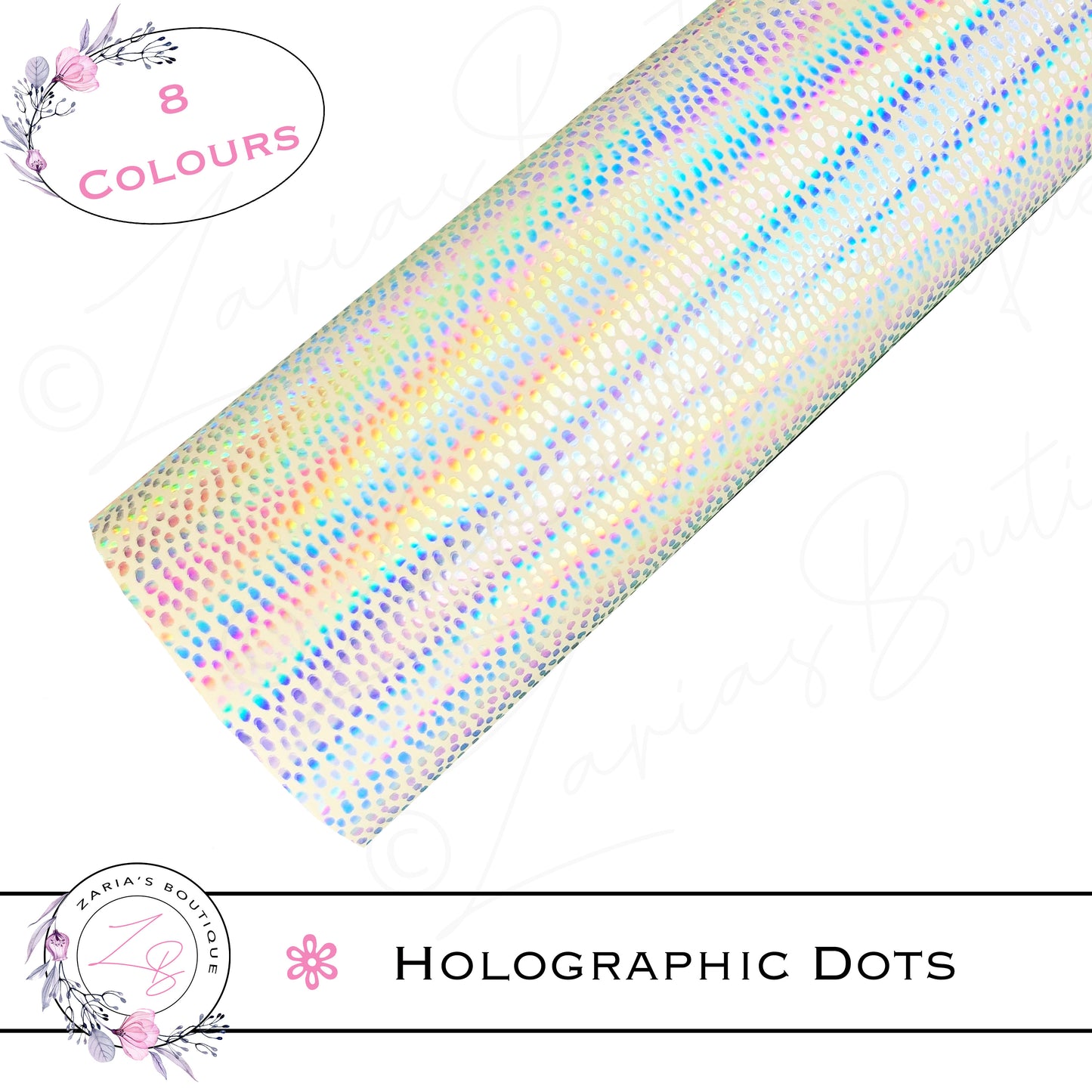⋅ Holographic Confetti Dots ⋅ Vegan Faux Leather ⋅ Light Pink ⋅