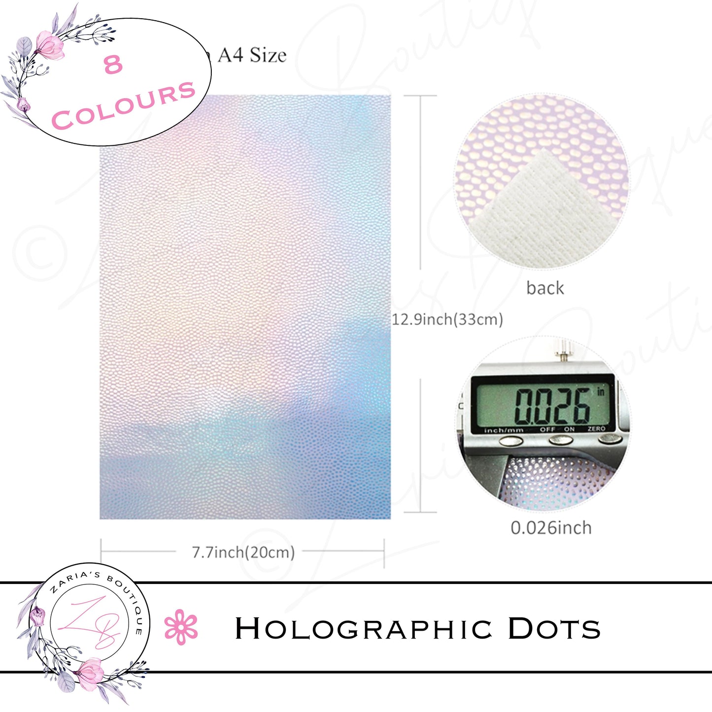 ⋅ Holographic Confetti Dots ⋅ Vegan Faux Leather ⋅ Light Pink ⋅