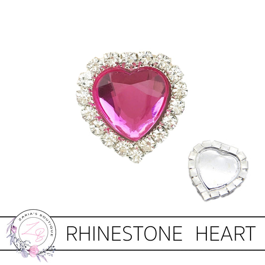 Rhinestone Heart Flat Back Embellishment • Hot Pink
