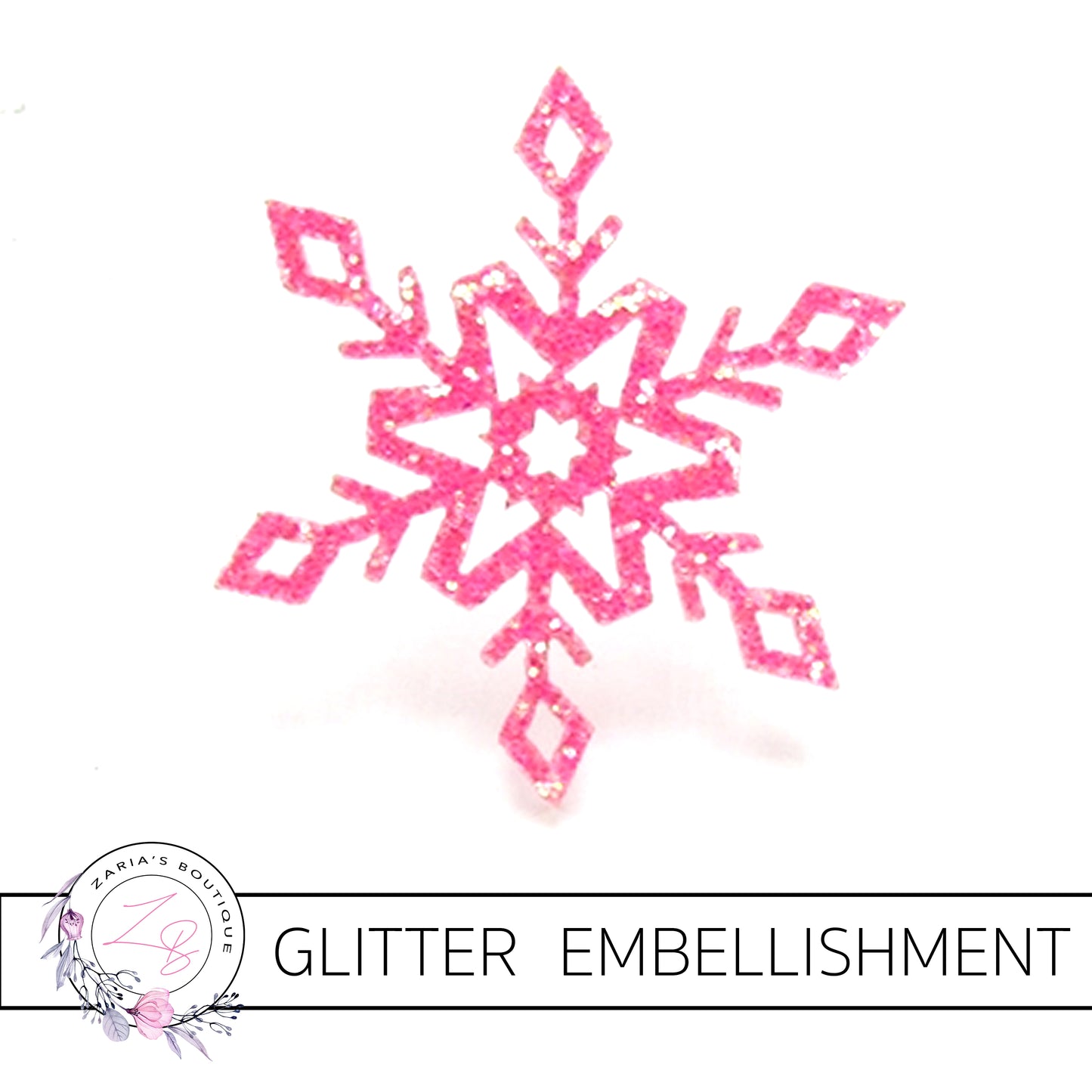 Snowflake Glitter Embellishments x 2 pieces ~ 5 Colours