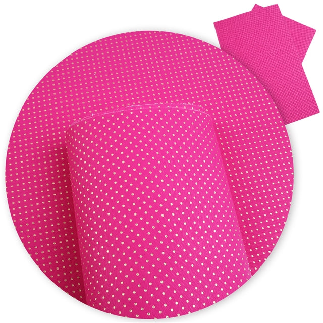 Hot Pink & Gold Polka Dots Faux Leather Fabric Sheet