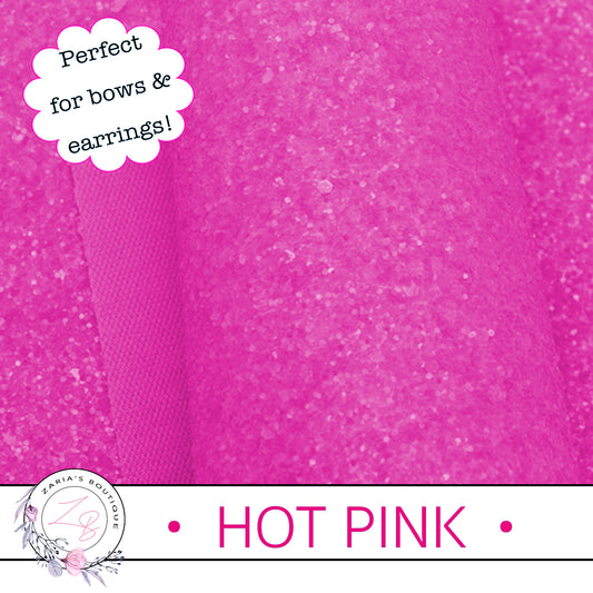 ⋅ Hot Pink ⋅ Chunky Glitter Faux Leather Fabric Sheets