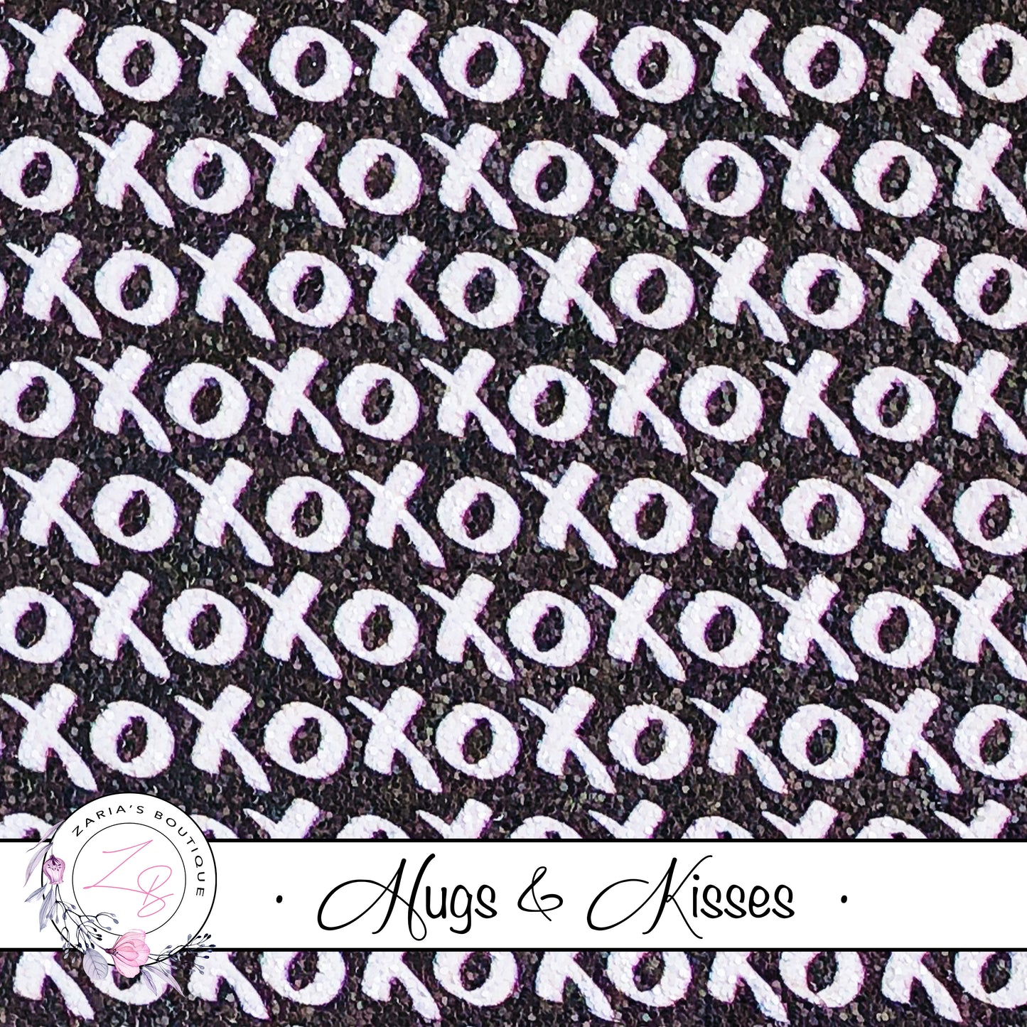 Black & White Hugs & Kisses Chunky Glitter