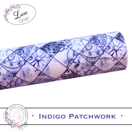SALE ⋅ Indigo Patchwork ⋅ Luxe Grain Vegan Faux Leather ⋅