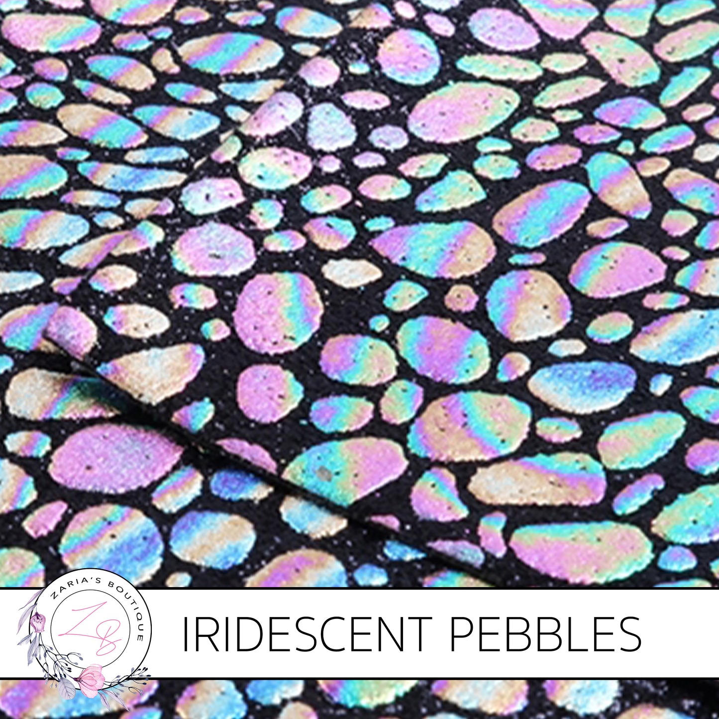 ⋅ Iridescent Pebbles ⋅ Multi-Colour on Black ⋅ Textured Faux Leather ⋅