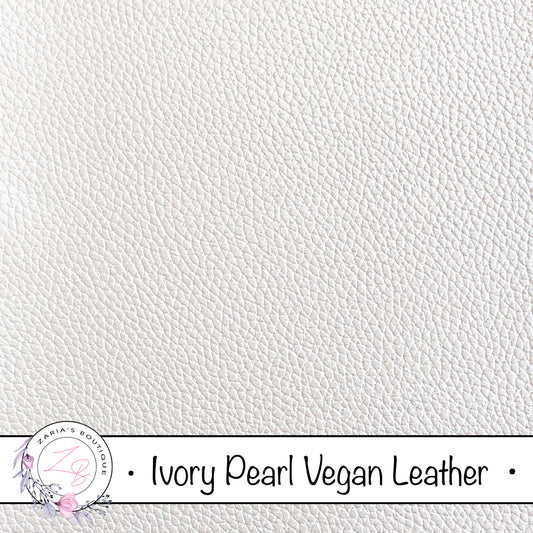 Ivory Pearl Litchi Faux Leather • Vegan Pebble Grain