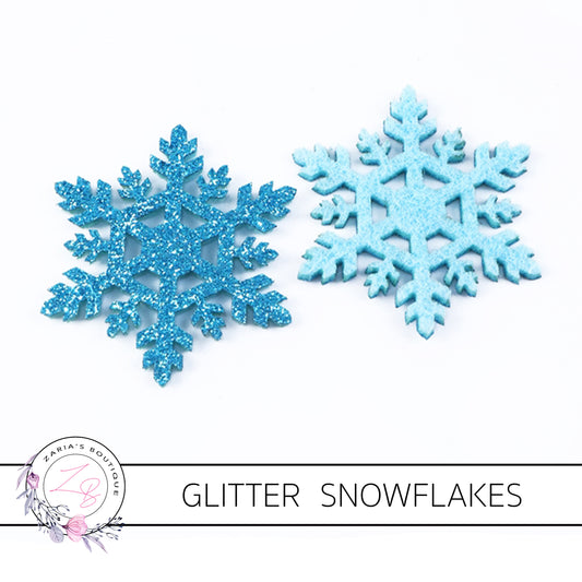 Blue Snowflake Glitter Embellishment x 2