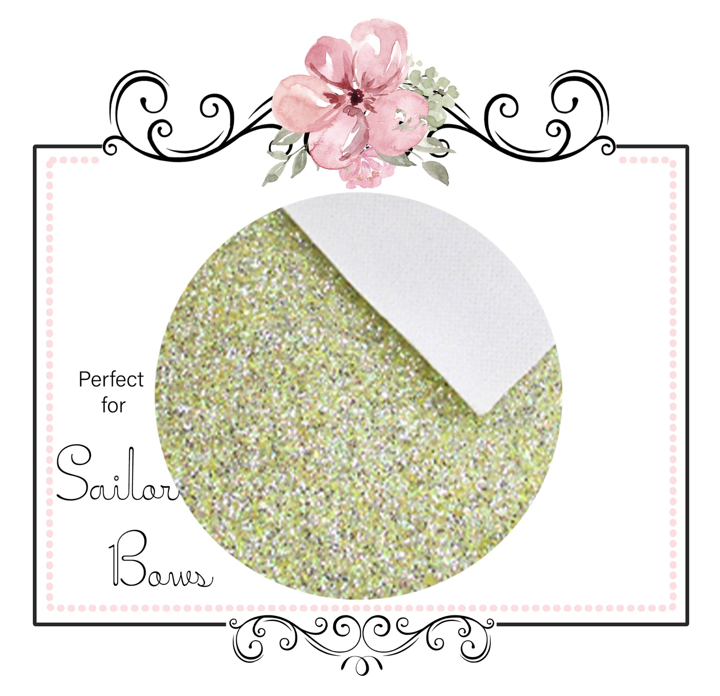 Lemon Sapphire ~ Medium Glitter Sailor Bow Faux Leather Fabric Sheets