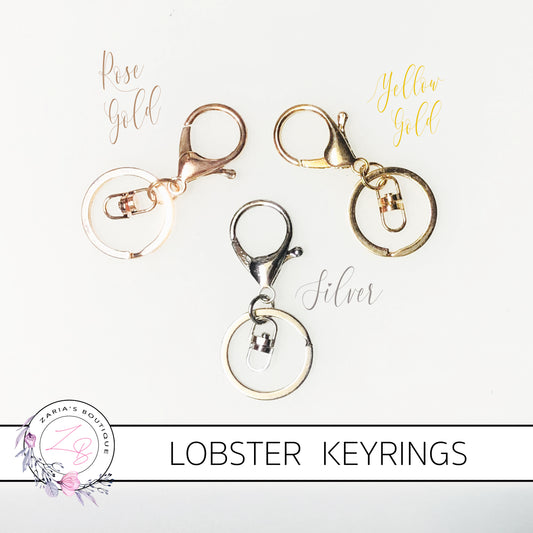 Lobster Clasp Keyring - Silver ~ Gold ~ Rose Gold ~ 6cm