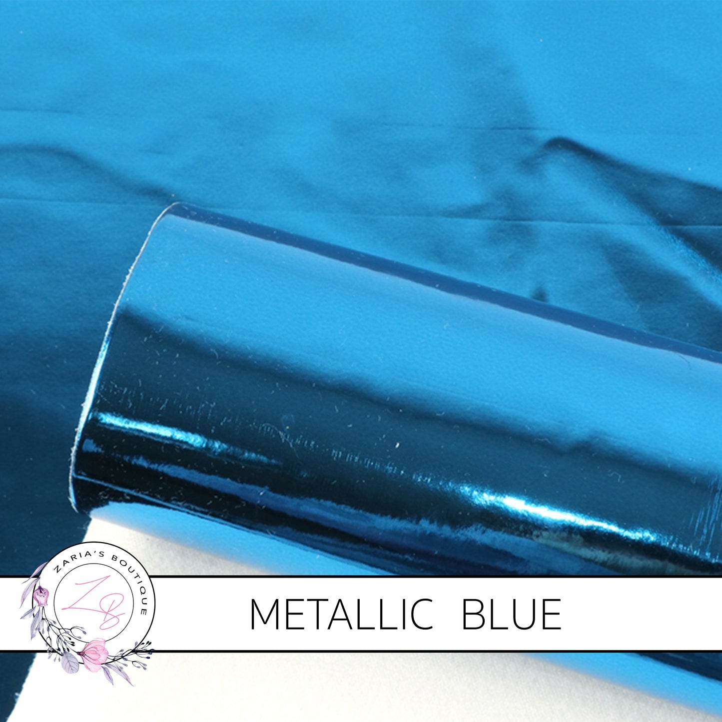 Metallic Shiny Mirror Electric Blue ~ Faux Leather Sheets