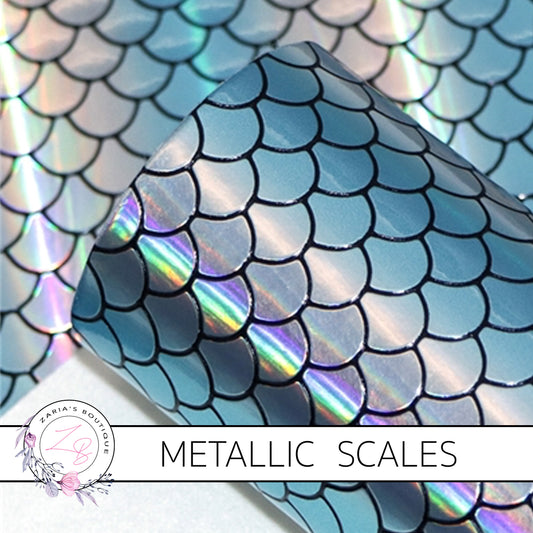 Mermaid Scales ~ Ocean Blue/Silver Holographic ~ Faux Leather