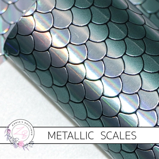 Mermaid Scales ~ Teal/Silver Holographic ~ Faux Leather