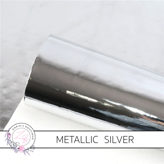 Metallic Shiny Mirror Silver ~ Faux Leather Sheets