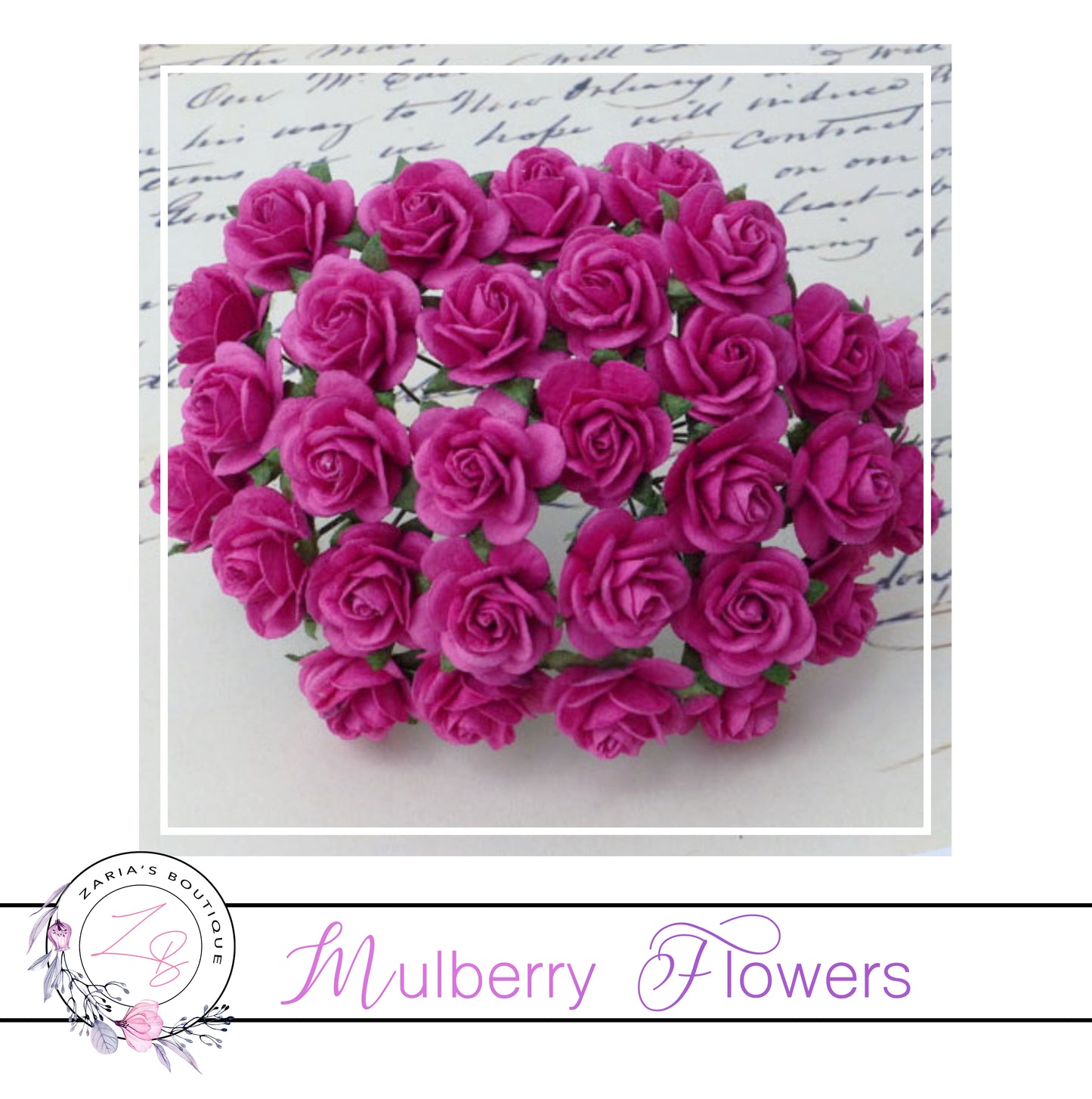 Mulberry Paper Flowers ~ Deep Pink Roses ~ 2 sizes