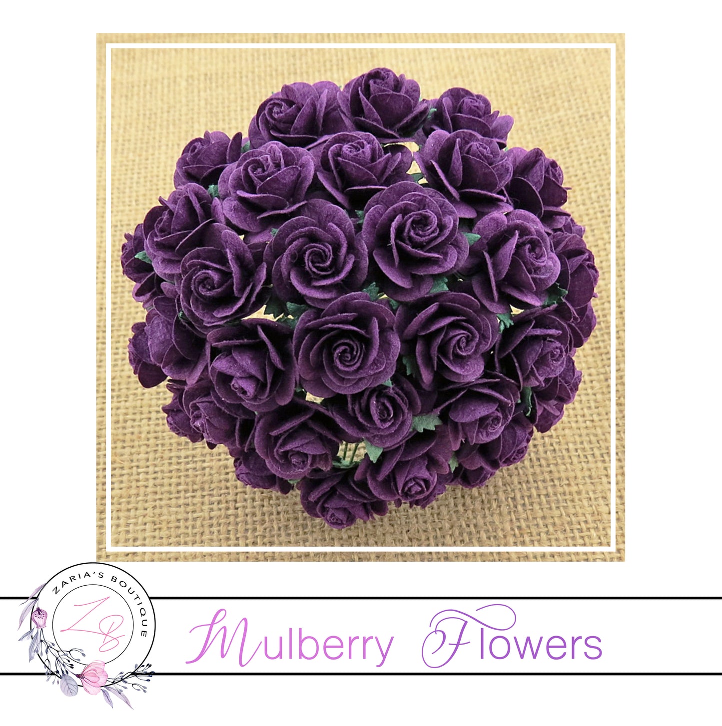 Mulberry Paper Flowers ~ Purple Roses ~ 2 sizes